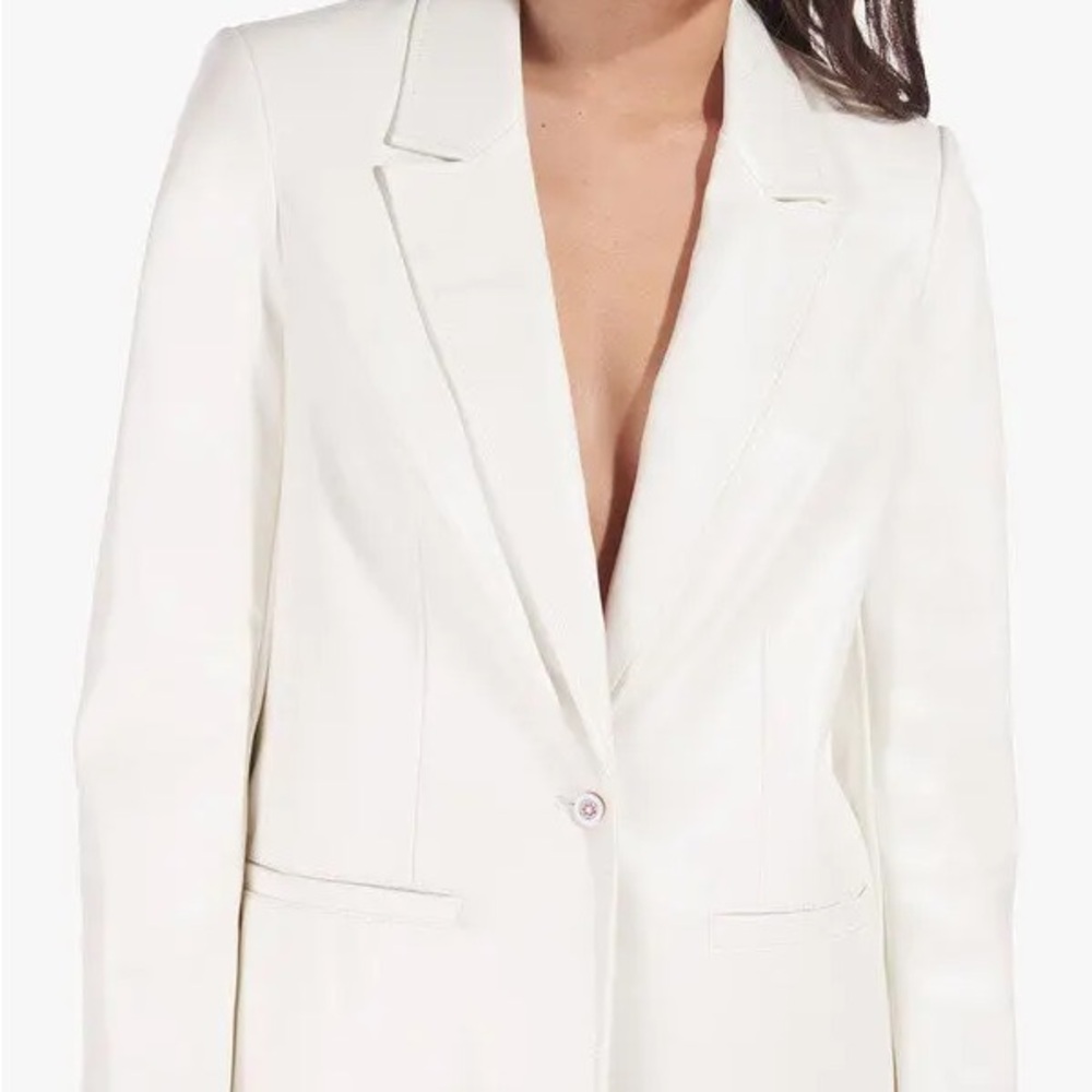 STAUD Madden Blazer - Ivory Vegan Leather Blazer